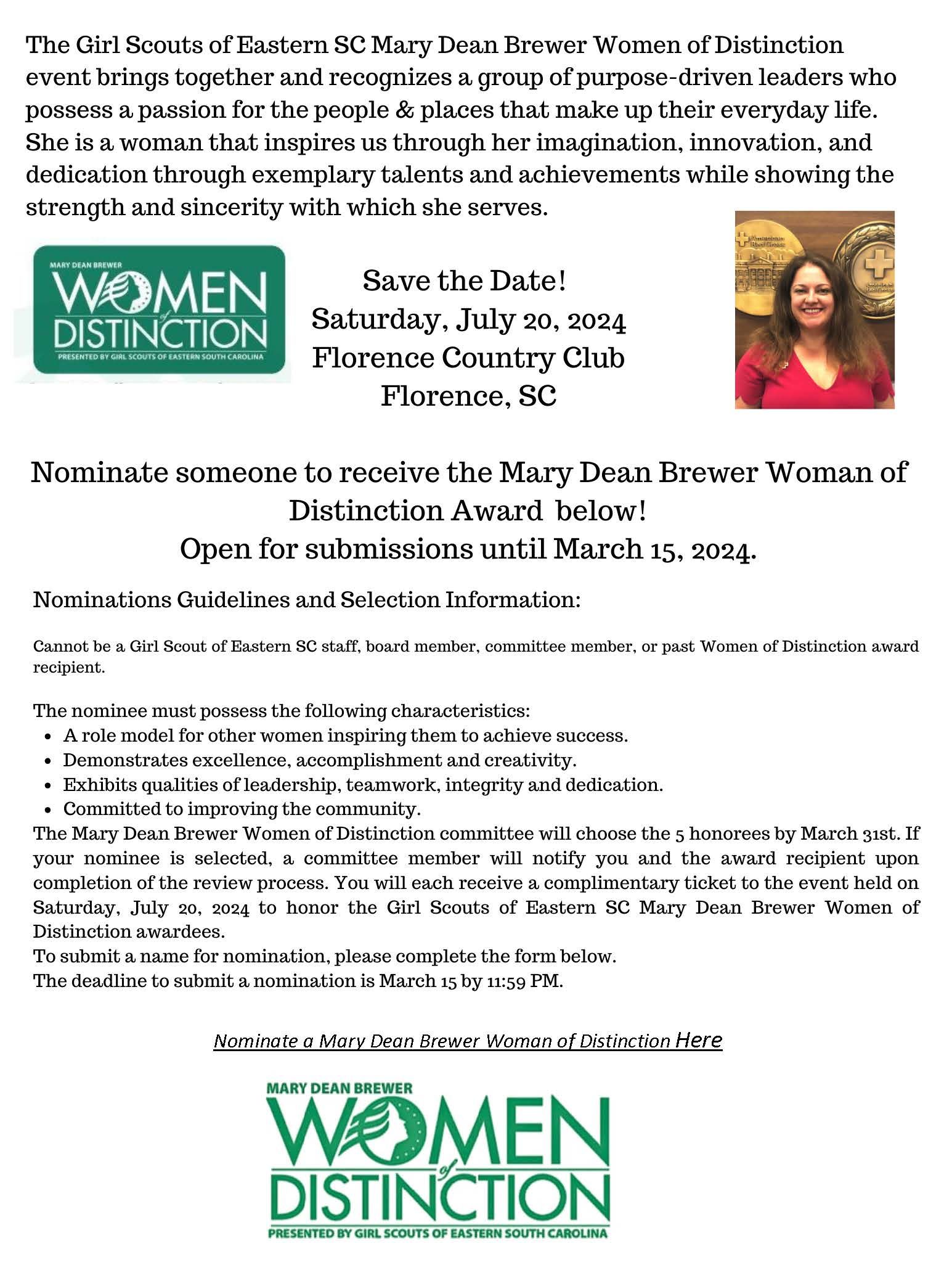 Mary Dean Brewer Woman of Distinction 2024
